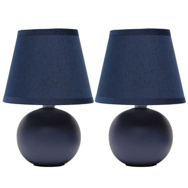 ALL THE RAGES INC LT2008-BLU-2PK Simple Designs Mini Ceramic Globe Table Lamps, 8-11/16inH, Blue, Set Of 2 Lamps