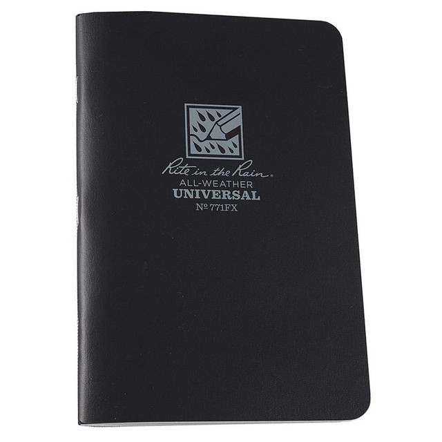 RITE IN THE RAIN 771FX  All-Weather Stapled Notebooks, 4-5/8in x 7in, Black, 3 Notebooks Per Pack, Set Of 6 Packs