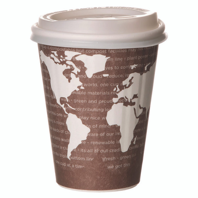 ECO-PRODUCTS,INC. EP-BNHC8-WD World Art Renewable and Compostable Insulated Hot Cups, 8 oz, Paper, Brown/White, 40/Pack, 20 Packs/Carton