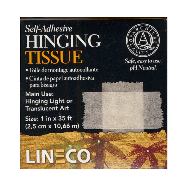 WINSOR & NEWTON Lineco L533-0125-2  Self-Adhesive Hinging Tissues, 1in x 35ft, Pack Of 2