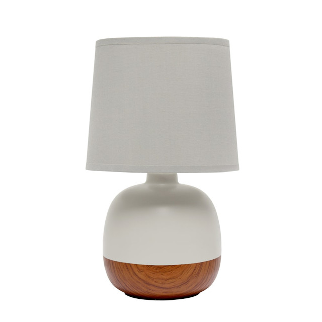 ALL THE RAGES INC Simple Designs LT2078-DWG  Petite Mid-Century Table Lamp, 12inH, Gray Shade/Dark Wood/Light Gray Base