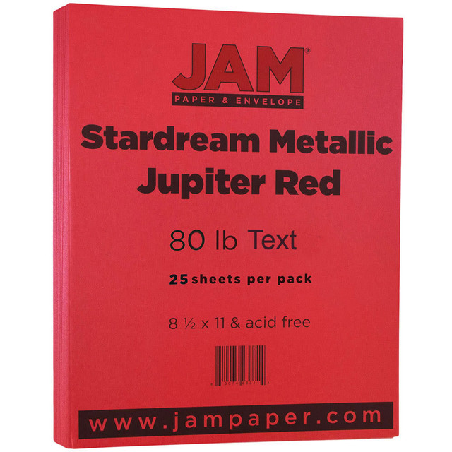 MEDLINE INDUSTRIES, INC. 173SD8511JU120B JAM Paper Color Multi-Use Card Stock, Red Metallic, Letter (8.5in x 11in), 80 Lb, Pack Of 25 MEDLINE INDUSTRIES, INC. 173SD8511JU120B JAM Paper Color Multi-Use Card Stock, Red Metallic, Letter (8.5in x 11in), 80 Lb, Pack Of 25