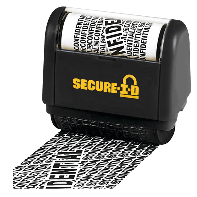 CONSOLIDATED STAMP MFG CO 035510 COSCO Secure-I-D Security Roller Stamp, 3inH x 1-1/2inW x 3-1/8inD, Black