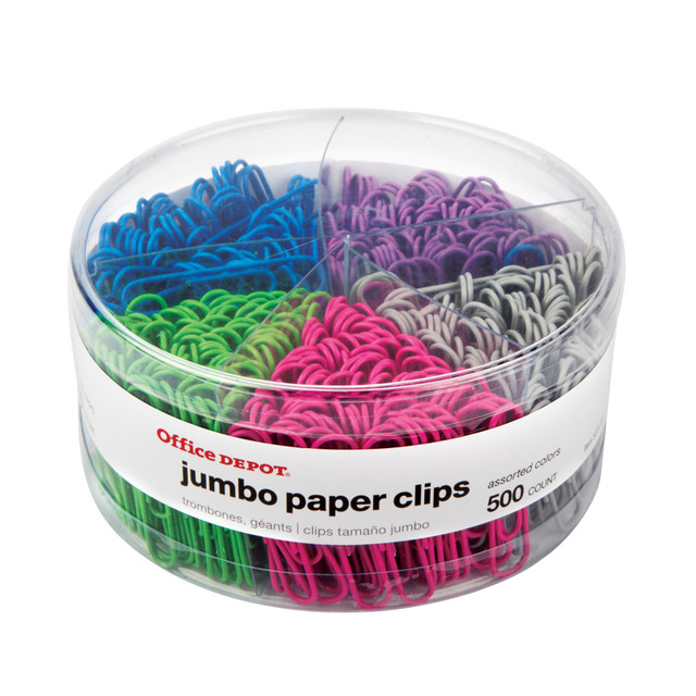 OFFICE DEPOT 2013011401 Brand Paper Clips, Pack Of 500, Jumbo, Assorted Colors OFFICE DEPOT 2013011401 Brand Paper Clips, Pack Of 500, Jumbo, Assorted Colors