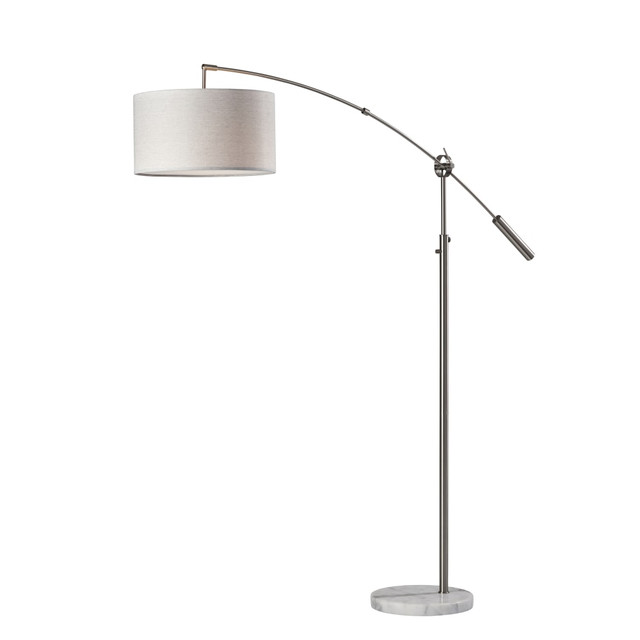 ADESSO INC 5186-22 Adesso Adler Arc Lamp, 81inH, Light Taupe/Brushed Steel