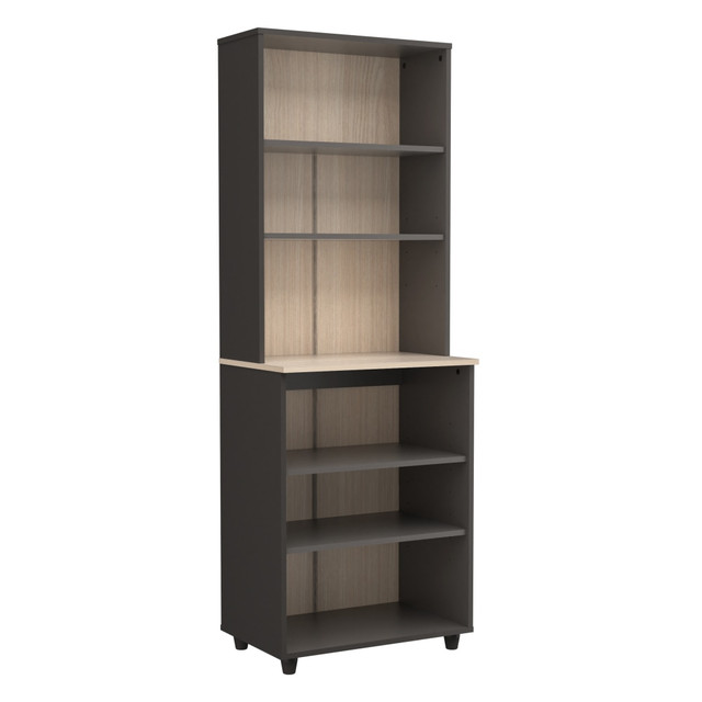 INVAL AMERICA, INC. BE-13604 Inval Kratos Series 24inW Cabinet With Open Shelving, Dark Gray/Maple INVAL AMERICA, INC. BE-13604 Inval Kratos Series 24inW Cabinet With Open Shelving, Dark Gray/Maple