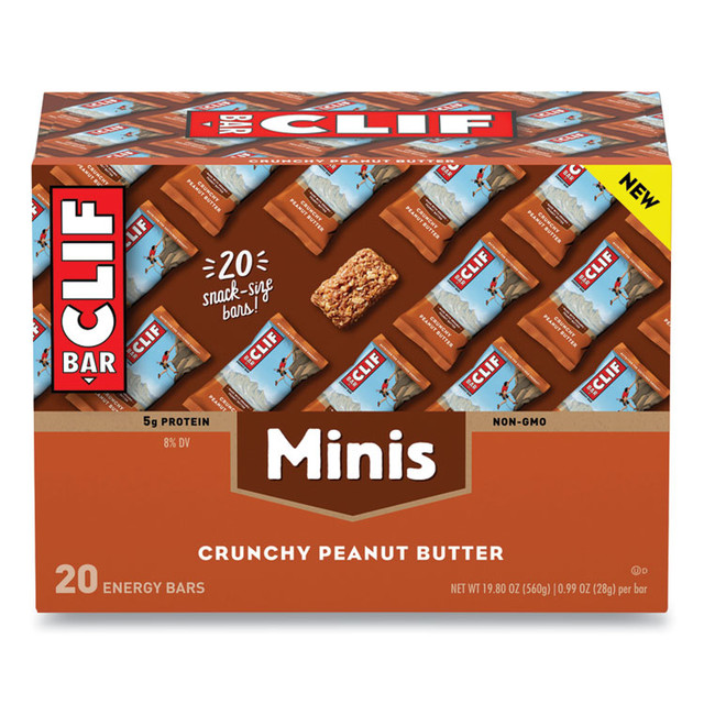 CLIF BAR & COMPANY CCC36412 Energy Bar, Mini Crunchy Peanut Butter, 0.99 oz Bar, 20/Box