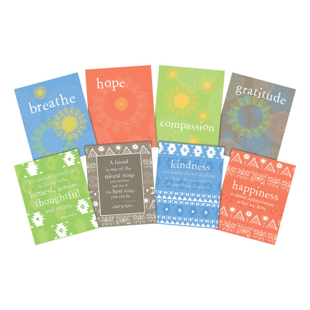 Creating a positive environment for learning can help motivate students to push past their boundaries. These colorful art prints provide kids with an inspiring quote that can spark their imaginations.  Eye-catching art prints contain motivational quotes that help inspire and stir the imaginations of your students.  Colorful art prints are suitable for framing. Frame not included.  Each piece measures 8in x 10in.  Art prints are great for the classroom, workplace or home.  Celebrate kindness theme helps kids get in a positive mood.