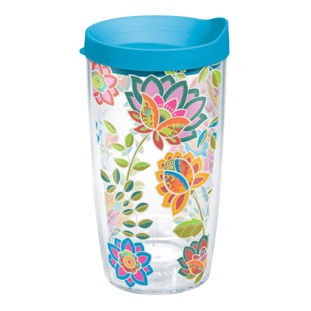 TERVIS TUMBLER COMPANY 01176072 Tervis Boho Tumbler With Lid, Floral Chic Design, 16 Oz, Clear