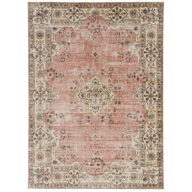 LINON HOME DECOR PRODUCTS, INC OD4667 Linon Washable Area Rug, 5ft x 7ft, Hailie Pale Pink/Ivory