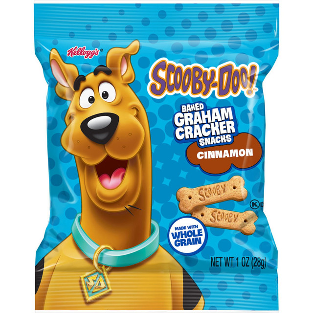 Satisfy your sweet tooth with Kelloggs Scooby Graham Crackers. Each pouch is made with whole grains for a healthy treat.  Made with whole grains.  Baked crispy.  No high-fructose corn syrup, artificial colors or flavors.