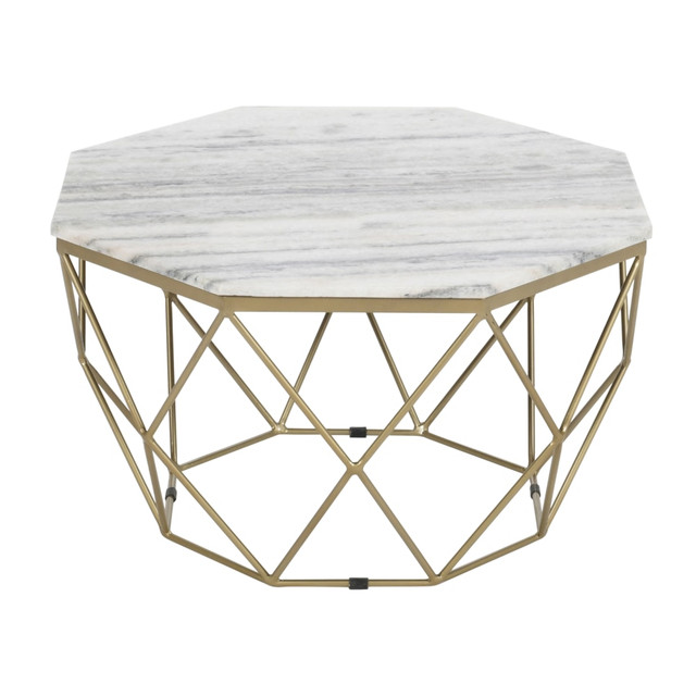 COAST TO COAST IMPORTS, LLC. 73322 Coast to Coast Octagonal Coffee Table, 18inH x 32inW x 32inD, Callista White/Gray/Gold