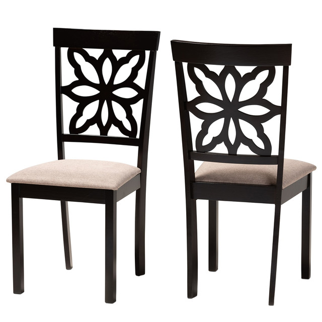 WHOLESALE INTERIORS, INC. 2721-10955 Baxton Studio Samwell Dining Chairs, Sand/Dark Brown, Set Of 2 Dining Chairs