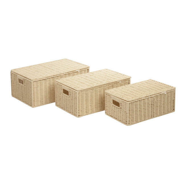 HONEY-CAN-DO INTERNATIONAL, LLC STO-03556 Honey-Can-Do Paper Rope Cord Basket Set,  Assorted Sizes (S, M, L), Natural, Set Of 3