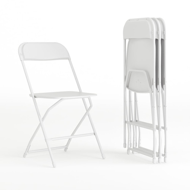 FLASH FURNITURE 4LEL3WHITE  Hercules Series Folding Chairs, White, Pack Of 4 Chairs