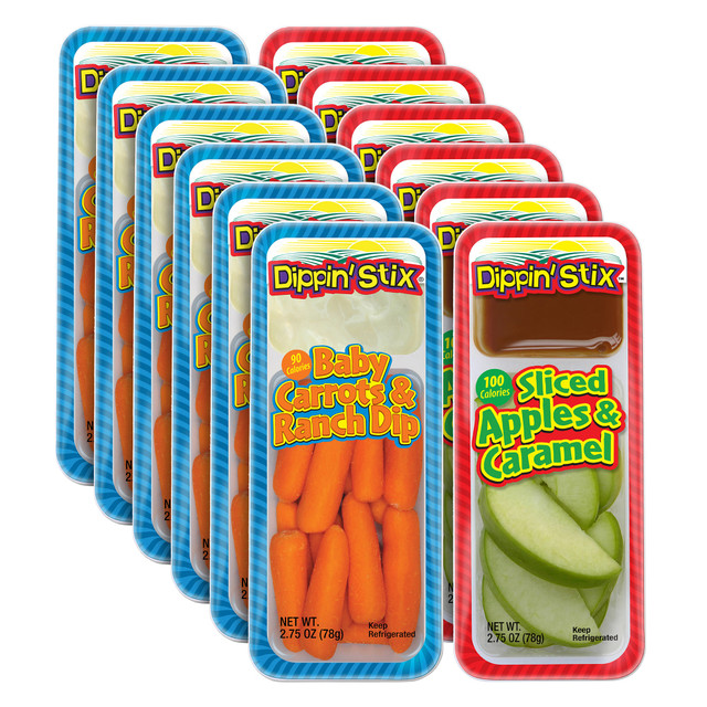 G&J HOLDINGS LLC 810050889803 Dippin Stix Baby Carrots And Ranch Dip & Caramel Apples, 2.75 Oz, Pack Of 12