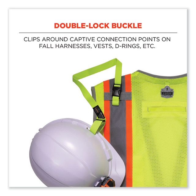 TENACIOUS HOLDINGS, INC. ergodyne® 19150 Squids 3150 Elastic Lanyard with Buckle, 2 lb Max Working Capacity, 18" to 48" Long, Lime