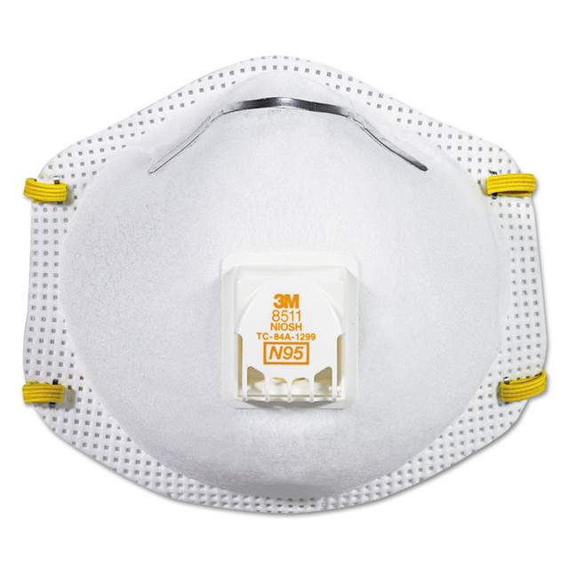 3M/COMMERCIAL TAPE DIV. 8511 Particulate Respirator w/Cool Flow Exhalation Valve, Standard Size, 10/Box