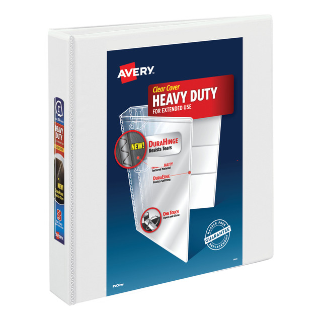 AVERY PRODUCTS CORPORATION 79195 Avery Heavy-Duty View 3 Ring Binder, 1.5in One Touch EZD Rings, White, 1 Binder AVERY PRODUCTS CORPORATION 79195 Avery Heavy-Duty View 3 Ring Binder, 1.5in One Touch EZD Rings, White, 1 Binder
