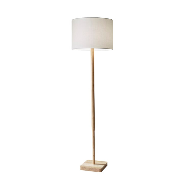 ADESSO INC 4093-12 Adesso Ellis Floor Lamp, 58 1/2inH, White Shade/Natural Base