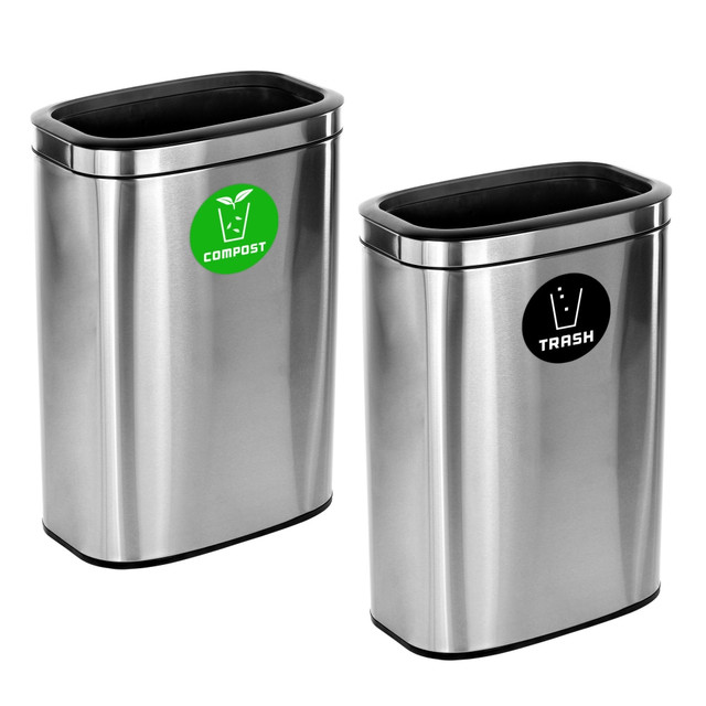 ADIR CORP. ALP470-40L-CO-T Alpine Industries Compost Trash Stations, 10.5 Gallons, Silver, Pack Of 2 Stations ADIR CORP. ALP470-40L-CO-T Alpine Industries Compost Trash Stations, 10.5 Gallons, Silver, Pack Of 2 Stations