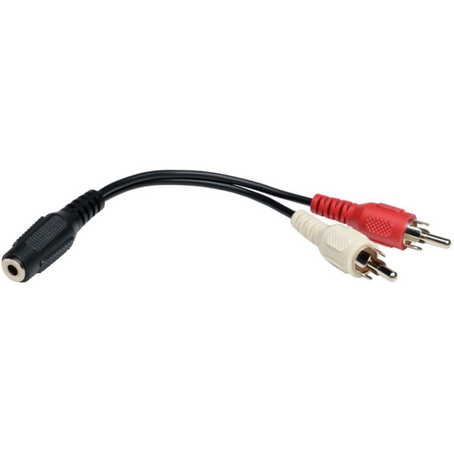 TRIPP LITE P316-06N  3.5 mm Mini Stereo to RCA Audio Y Splitter Adapter Cable (F/2xM) 6 in. (15.2 cm) - (3.5mm F to 2x RCA M), 6-in."