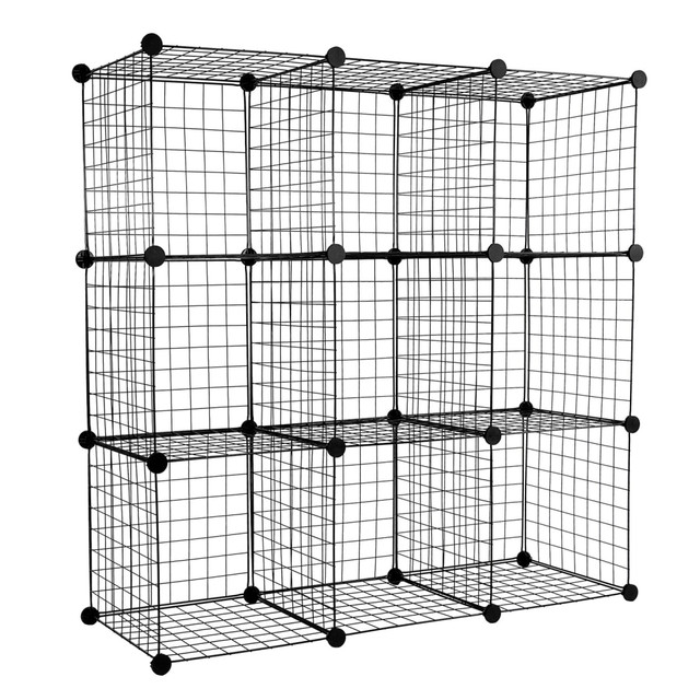 TRANSFORM PARTNERS LLC WI-4011 Mount-It! Work-It 9-Cube Wire Modular Storage Organizer, 14inH x 14inW x 14inD, Black