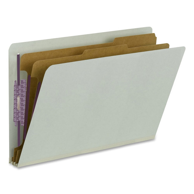 SMEAD MFG CO 29810 Smead Pressboard Classification Folders With SafeSHIELD Fasteners, End-Tab, 2 Divider, Legal Size, 60% Recycled, Gray/Green, Pack Of 10 SMEAD MFG CO 29810 Smead Pressboard Classification Folders With SafeSHIELD Fasteners, End-Tab, 2 Divider, Legal Size, 60% Recycled, Gray/Green, Pack Of 10