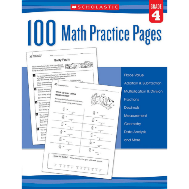 SCHOLASTIC INC 978-0-545-79940-9 Scholastic Teacher Resources Math Practice Pages, Grade 4