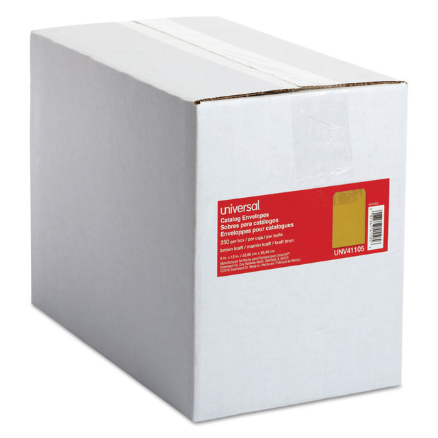 UNIVERSAL OFFICE PRODUCTS 41105 Universal Center Seam 9in x 12in Manila Catalog Envelopes, Gummed Closure 24 Lb, Brown Kraft, Box Of 250