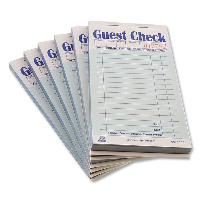 AMERCAREROYAL GC6000-2 Guest Check Pad, 17 Lines, Two-Part Carbon, 3.5 x 6.7, 50 Forms/Pad, 50 Pads/Carton