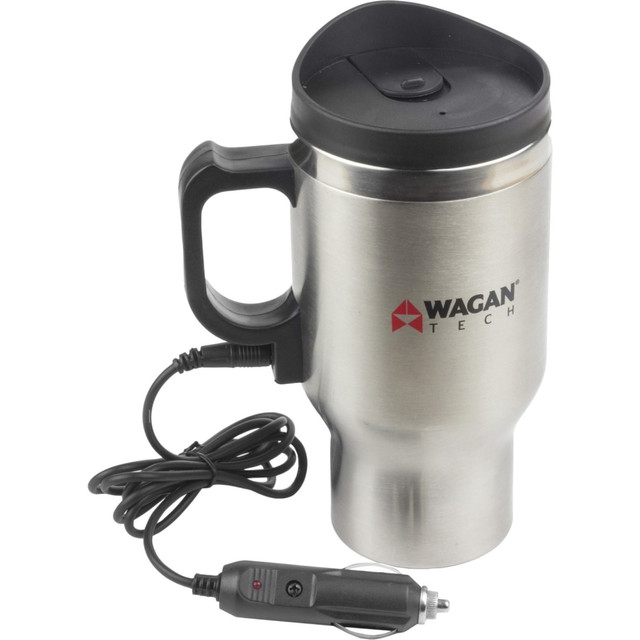 WAGAN CORPORATION WAGAN 6100  12V Deluxe Heated Mug - 16 fl oz (473.2 mL) - Silver, Stainless Steel