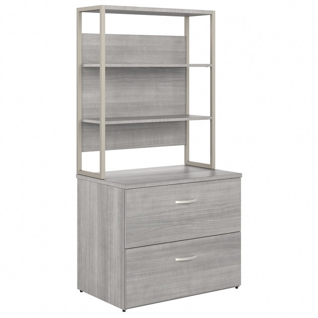 BUSH INDUSTRIES INC. HYB018PGSU Bush Business Furniture Hybrid 35-11/16inW x 23-3/8inD Lateral 2-Drawer File Cabinet With Shelves, Platinum Gray, Standard Delivery