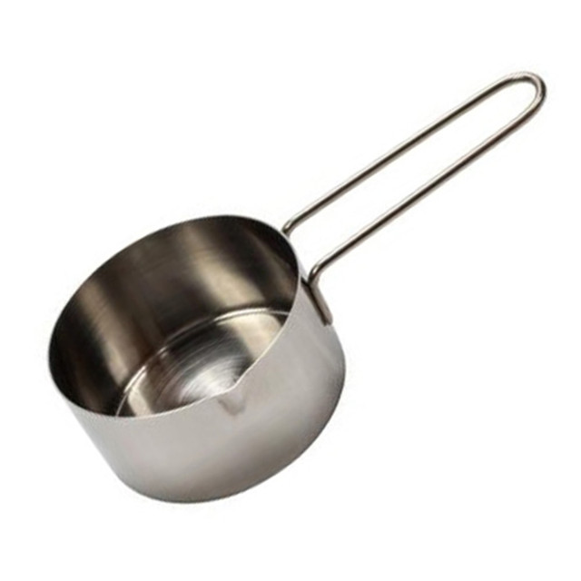 Measure dry ingredients with confidence using an American Metalcraft Measuring Cup. The wire handle allows for a secure grip.  Designed to measure dry ingredients.  Stainless steel construction offers durability.  Wire handle is easy to grip.