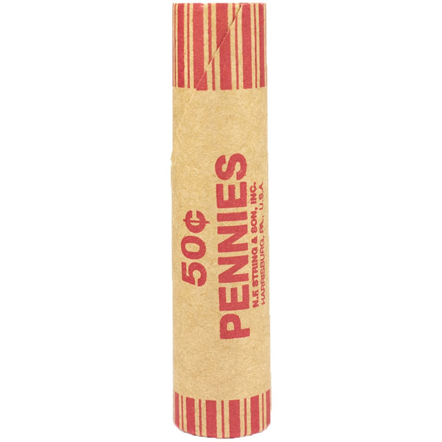 CONTROL, INC. 560051 Control Group Crimped-End Coin Wrappers, Pennies, Red, Pack Of 1,000 Wrappers