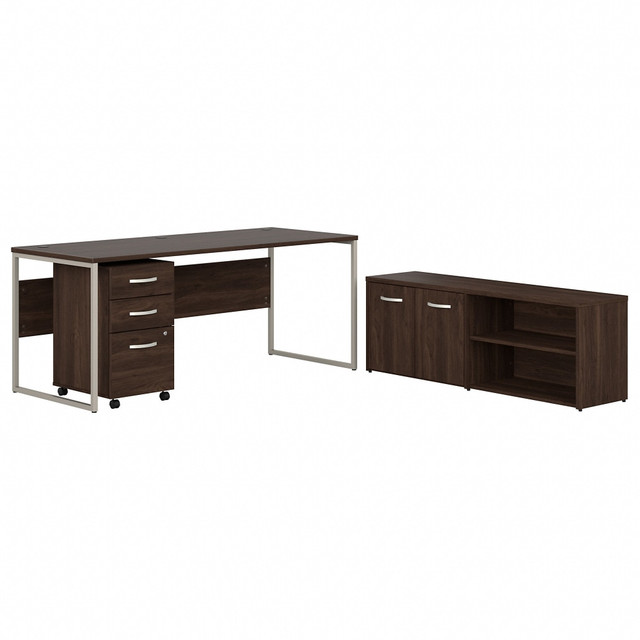 BUSH INDUSTRIES INC. HYB014BWSU Bush Business Furniture Hybrid 72inW Computer Table Desk With Storage And Mobile File Cabinet, Black Walnut, Standard Delivery