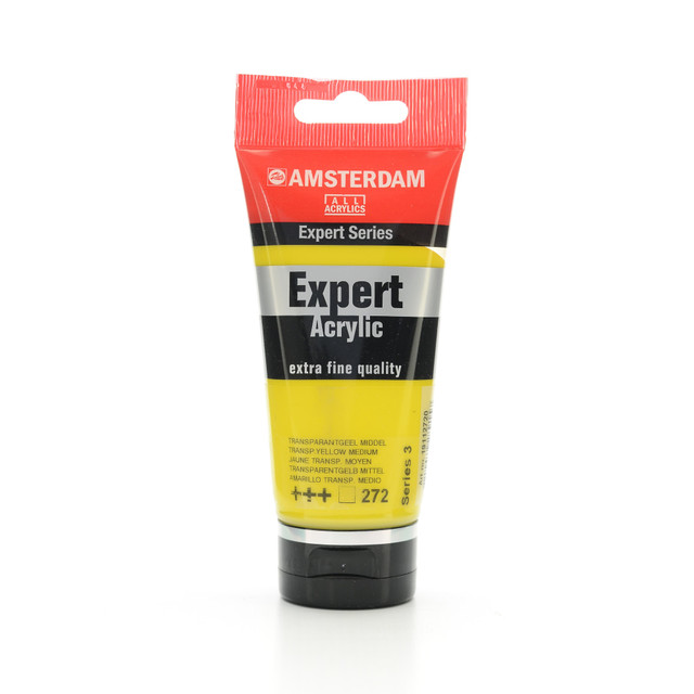 WINSOR & NEWTON 100515327-2 Amsterdam Expert Acrylic Paint Tubes, 75 mL, Transparent Yellow Medium, Pack Of 2
