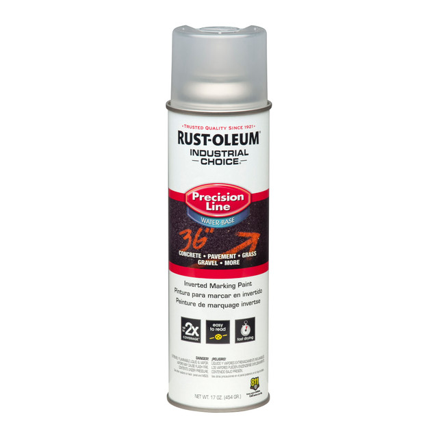 RUST-OLEUM CORPORATION 1801838 Rust-Oleum Industrial Choice M1800 System Water-Based Precision Line Inverted Marking Paint, 17 Oz, Clear, Pack Of 12 Cans