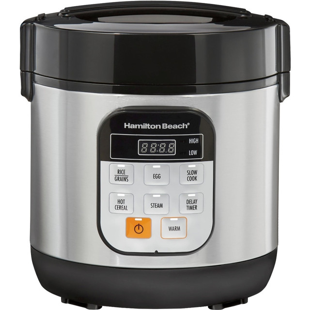 Includes egg/steaming tray, rice paddle, and measuring cup  Rice and Grains - Perfectly cooks short and long-grain varieties  Slow-cook on high or low  1.5 quart capacity  Hot Cereal - Great for oatmeal, grits, and more  Enjoy maximum cooking versatility in one appliance  Steam - Vegetables, fish, and more  Cook eggs to your choice of soft, medium, or hard-cooked  Countdown timer  Perfect for 1-2 servings