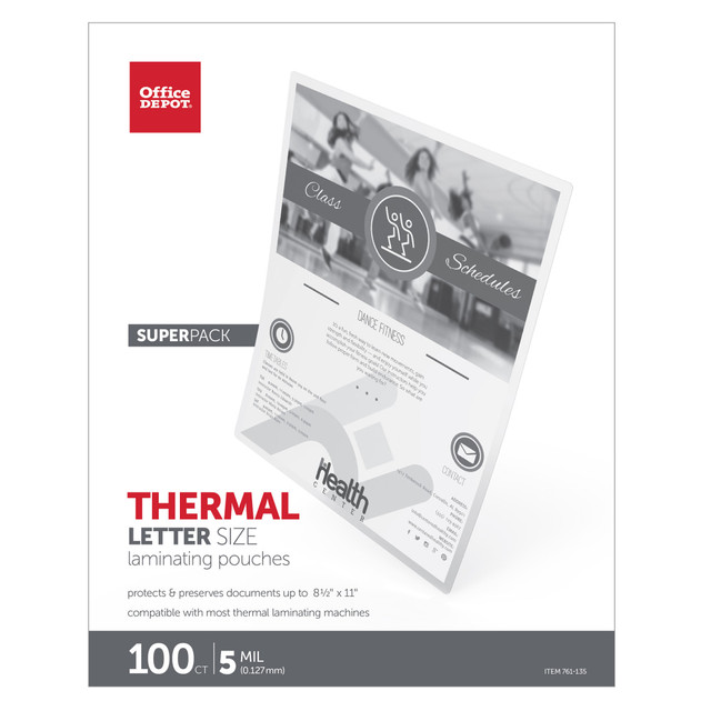 Help your business take care of its laminating needs with these thermal pouches  Compatible with most thermal pouch laminators (sold separately).  Handles hot-run laminating.  Clear design ensures that information can be seen easily.