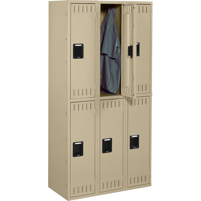 TENNSCO CORP DTS121836CSD Tennsco Double-Tier Locker, 3 Wide, 72inH x 36inW x 18inD, Sand