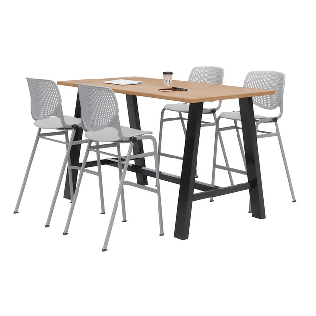 KFI FURNITURE, LLC 840031900784 KFI Studios Midtown Bistro Table With 4 Stacking Chairs, 41inH x 36inW x 72inD, Kensington Maple/Light Gray