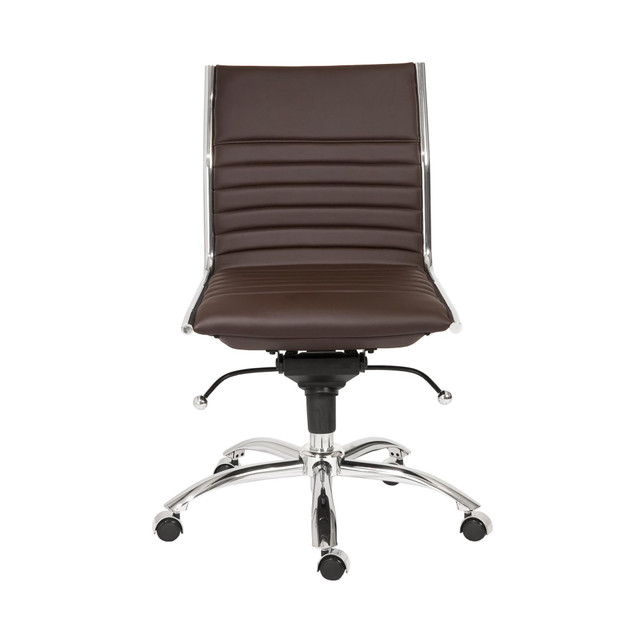 EURO STYLE, INC. Eurostyle 01266BRN  Dirk Armless Faux Leather Low-Back Commercial Office Chair, Chrome/Brown