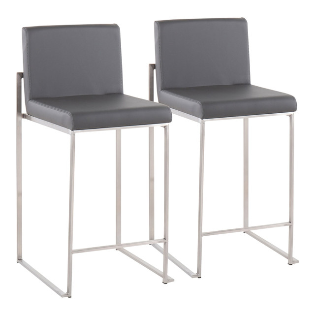 LUMISOURCE, LLC B26-FUJIHB SSGY2 LumiSource Fuji Contemporary Counter Stools, Gray/Silver, Set Of 2 Stools