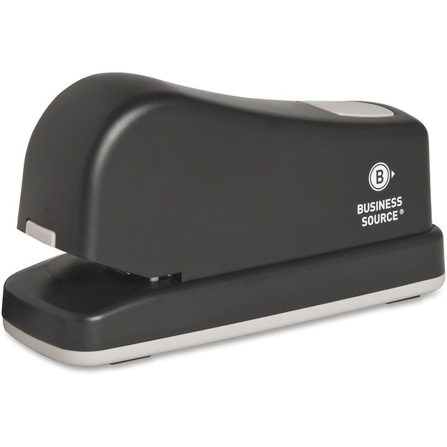 SP RICHARDS Business Source 62828  Electric Stapler - 20 of 20lb Paper Sheets Capacity - 210 Staple Capacity - Full Strip - 1/4in Staple Size - 1 Each - Black, Putty