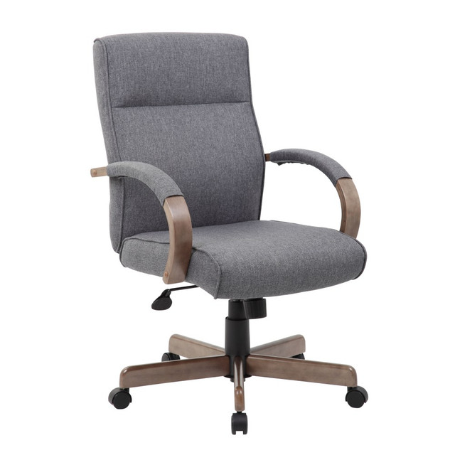 NORSTAR OFFICE PRODUCTS INC. Boss Office Products B696DW-SG  Modern Executive Conference Ergonomic Chair, Linen Fabric, Slate Gray/Driftwood