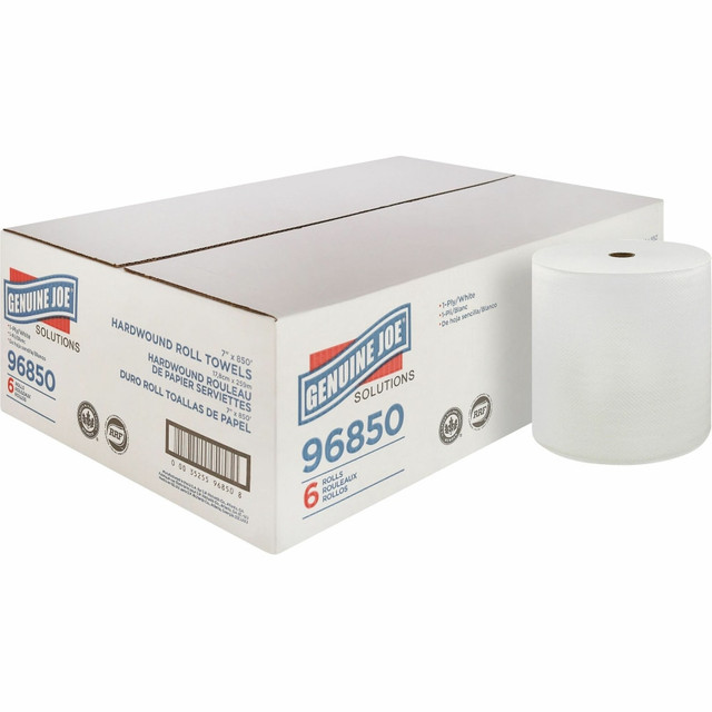 GENUINE JOE 96850PL  Solutions Hardwound Paper Towels - 1 Ply - 7in Width x 850 ft Length - White - 390 / Pallet