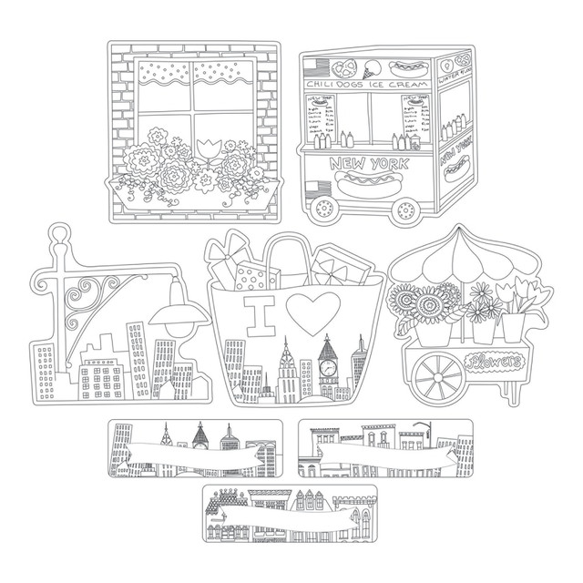 BARKER CREEK PUBLISHING, INC. Barker Creek BC2217 Accents, Double-Sided, Color Me! Cityscapes, Pack Of 36