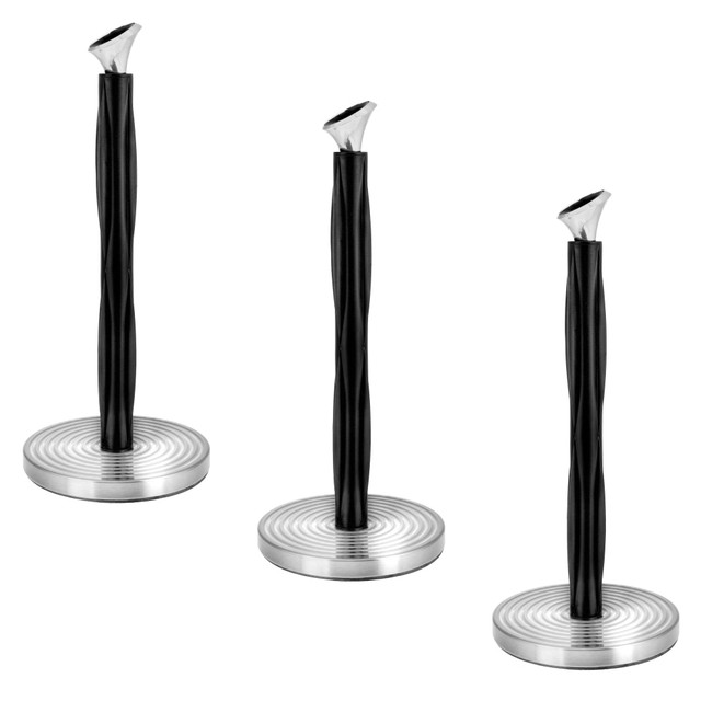 ADIR CORP. ALP433-03-3PK Alpine Paper Towel Holders, Sparkling Ripples, 14in x 6-3/4in x 6-3/4in, Black/Silver, Pack Of 3 Holders