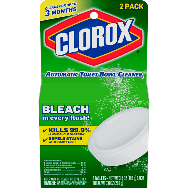 THE CLOROX COMPANY 00946 Clorox Ultra Clean Bleach Toilet Tablets, 3.5 Oz, White, Pack Of 2 Tablets